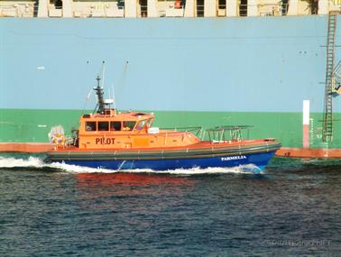 The Parmelia pilot boat heading out of Fremantle Port, Western Australia